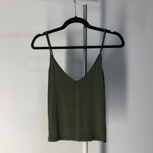 Olive crop tank top